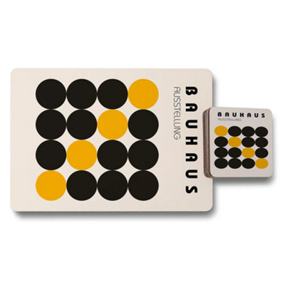 Benjamin Tate Design Bauhaus Placemat And Coaster Set 12 Piece With Wood Bottom Artwork from B&Q