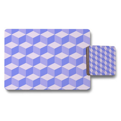 B&Q -  Placemat Coaster Set 11X8 Placemats And 3.7X3.7 Coasters Wood Bottom