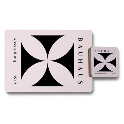 B&Q -  Bauhaus Placemats And Coasters Set 12 Pieces With Wood Bottom