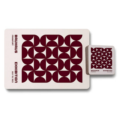 Benjamin Tate Design Bauhaus Exhibition 12 Piece Placemat And Coaster Set With Geometric Artwork from B&Q