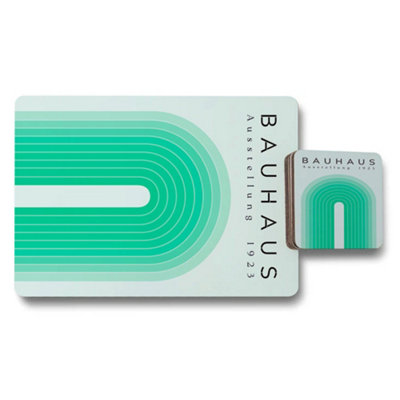 Benjamin Tate Design Bauhaus Design 12 Piece Placemat And Coaster Set With Wood Bottom from B&Q