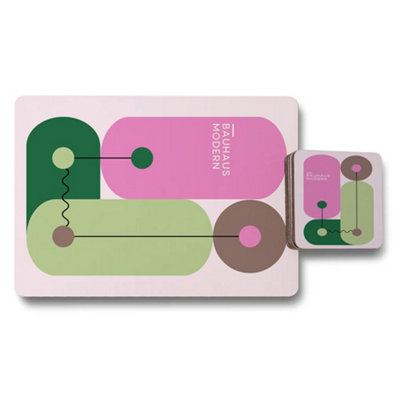 Benjamin Tate Design Bauhaus Modern Placemat And Coaster Set With Designer Artwork from B&Q