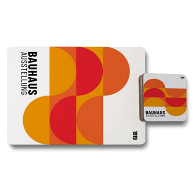Benjamin Tate Design Bauhaus Placemats And Coasters Set 12 Designer Artwork With Wood Backing from B&Q