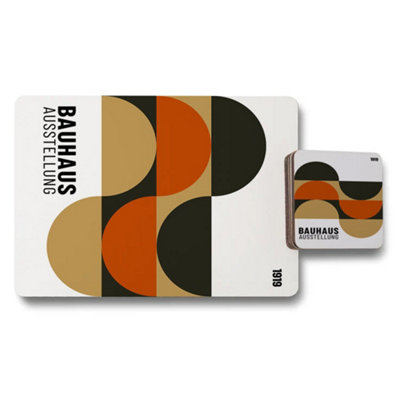 Benjamin Tate Design Bauhaus Exhibition Placemat Coaster Set 12 Piece With Designer Artwork from B&Q