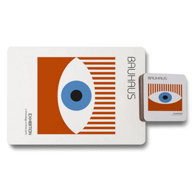 B&Q -  Bauhaus Eye Design Placemats And Coasters Set 12 Pieces Wood Bottom