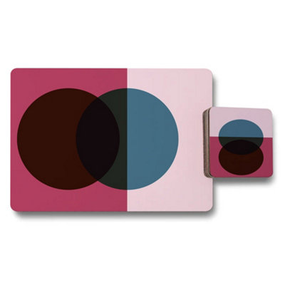 Benjamin Tate Design Geometric Placemat And Coaster Set Of 12 With Wood Bottom from B&Q