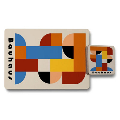 B&Q -  Bauhaus Placemat And Coaster Set 12 Pieces 11X8 Placemats And 3.7X3.7 Coasters
