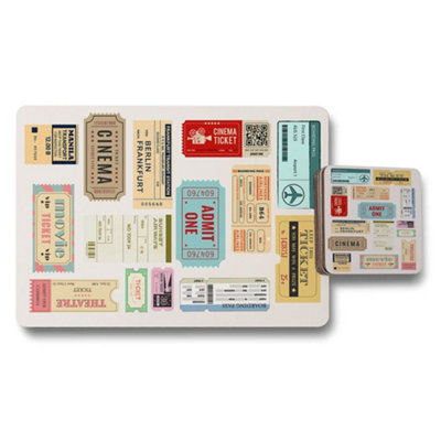 B&Q -  Placemat And Coaster Set Of 12 11X8 Placemats 3.7X3.7 Coasters Wood Bottom