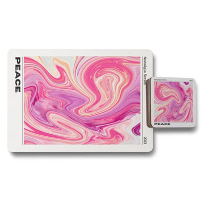 Benjamin Tate Design Peace Designer Art Placemat Coaster Wood Bottom Exclusive from B&Q