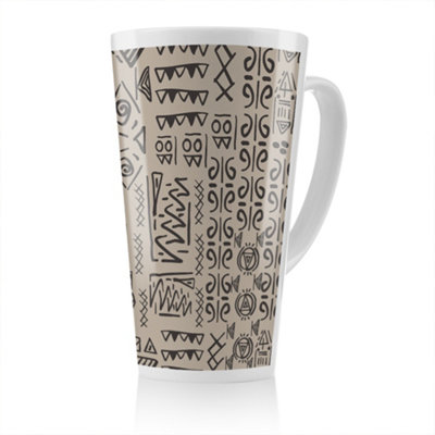 B&Q -  Striped Egyptian Theme With Ethnic And Tribal Motifs Latte Mug