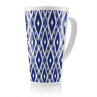 Benjamin Tate Design Tribal Art Ikat Ogee In Traditional Classic Blue Latte MugStunning Designer Mug Fit For Any HomeTreat Yourself Or A Loved One from B&Q