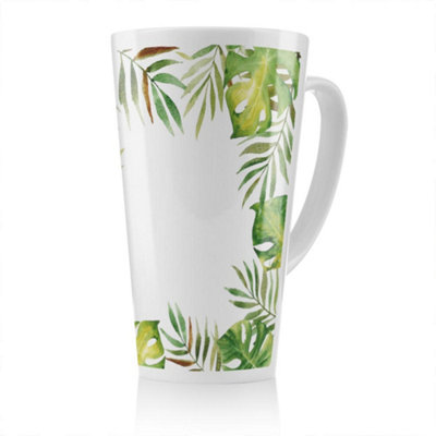 B&Q -  Border Of Botanical Leaves Latte MugStunning Designer Mug Fit For Any HomeTreat Yourself Or A Loved One