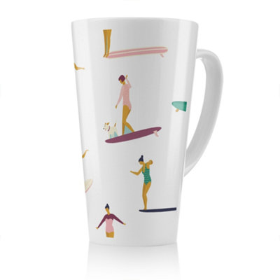 Benjamin Tate Design Female Surfers Latte MugStunning Designer Mug Fit For Any HomeTreat Yourself Or A Loved One
