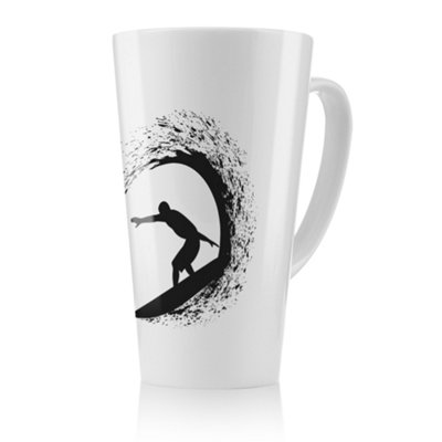 Benjamin Tate Design Surfer Silhouette Latte MugStunning Designer Mug Fit For Any HomeTreat Yourself Or A Loved One