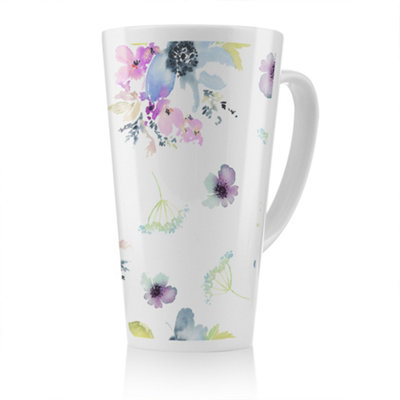 B&Q -  Watercolour Flowers Latte MugStunning Designer Mug Fit For Any HomeTreat Yourself Or A Loved One