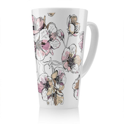 Benjamin Tate Design Flower Illustration Latte MugStunning Designer Mug Fit For Any HomeTreat Yourself Or A Loved One from B&Q