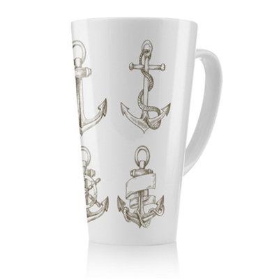 Benjamin Tate Design Drawn Anchors Latte MugStunning Designer Mug Fit For Any HomeTreat Yourself Or A Loved One from B&Q