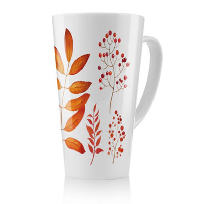 B&Q -  Orange Autumn Leaves Latte MugStunning Designer Mug Fit For Any HomeTreat Yourself Or A Loved One