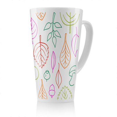 Benjamin Tate Design Multi Colour Leaves Illustration Latte MugStunning Designer Mug Fit For Any HomeTreat Yourself Or A Loved One from B&Q