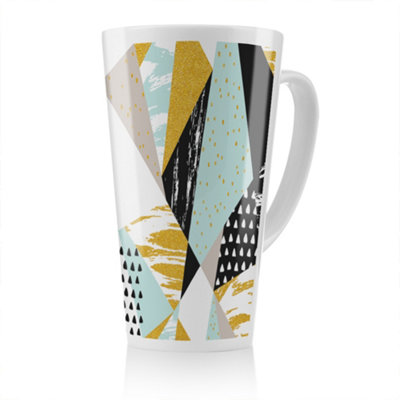 B&Q -  Geometric Shapes & Brush Strokes Latte MugStunning Designer Mug Fit For Any HomeTreat Yourself Or A Loved One