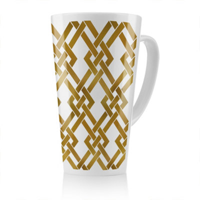 B&Q -  Gold Geometric Chain Latte MugStunning Designer Mug Fit For Any HomeTreat Yourself Or A Loved One