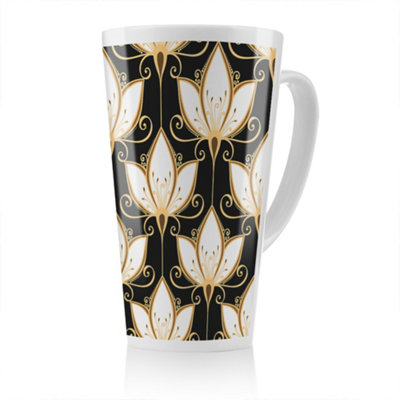 B&Q -  Black & Gold Floral Pattern Latte MugStunning Designer Mug Fit For Any HomeTreat Yourself Or A Loved One