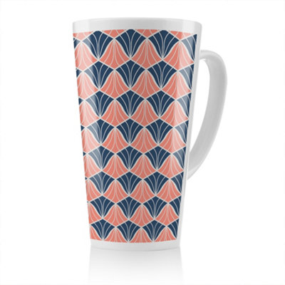 B&Q -  Navy & Pink Geometric Shells Latte MugStunning Designer Mug Fit For Any HomeTreat Yourself Or A Loved One