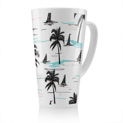 B&Q -  Palm Trees & Sailboats Latte MugStunning Designer Mug Fit For Any HomeTreat Yourself Or A Loved One