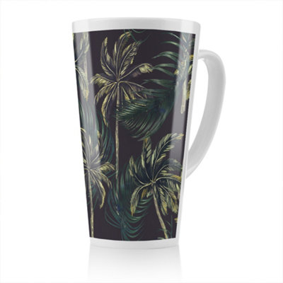 B&Q -  Green Palm On Black Latte MugStunning Designer Mug Fit For Any HomeTreat Yourself Or A Loved One