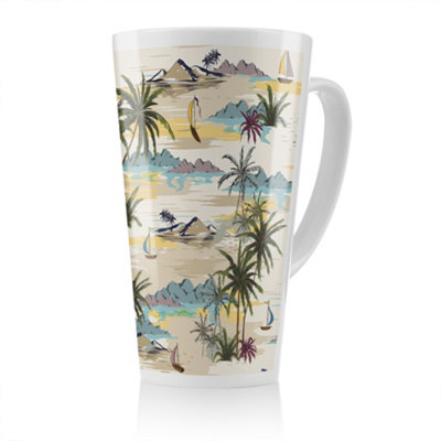 B&Q -  Palm & Sailboats Latte MugStunning Designer Mug Fit For Any HomeTreat Yourself Or A Loved One