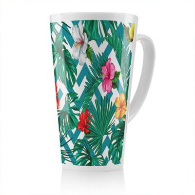 Benjamin Tate Design Tropical Leaves & Geometrics Latte MugStunning Designer Mug Fit For Any HomeTreat Yourself Or A Loved One from B&Q