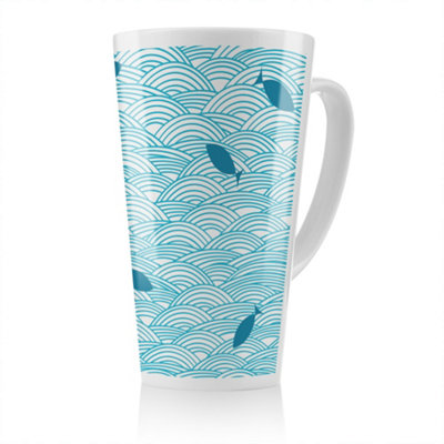 Benjamin Tate Design Waves & Fish Latte MugStunning Designer Mug Fit For Any HomeTreat Yourself Or A Loved One from B&Q