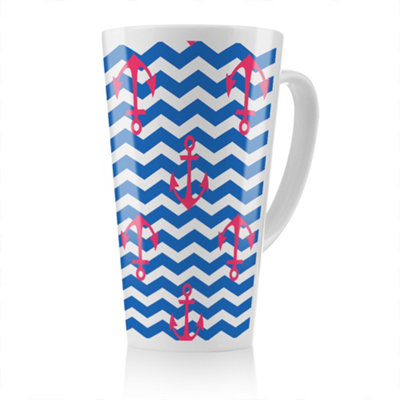 Benjamin Tate Design Anchors On Zig Zag Stripes Latte MugStunning Designer Mug Fit For Any HomeTreat Yourself Or A Loved One from B&Q