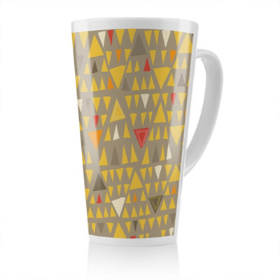 B&Q -  Yellow Geometric Triangles Latte MugStunning Designer Mug Fit For Any HomeTreat Yourself Or A Loved One