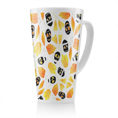 B&Q -  Autumn Leaves & Halloween Skulls Latte MugStunning Designer Mug Fit For Any HomeTreat Yourself Or A Loved One
