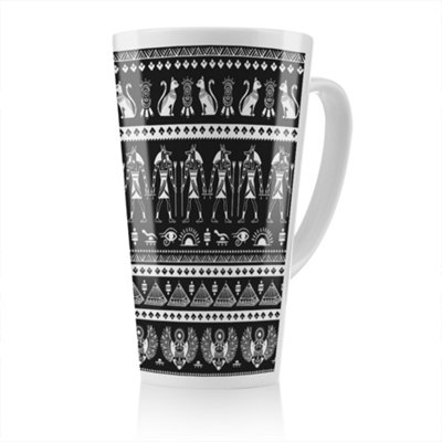Benjamin Tate Design Heiroglyphs On Black Latte MugStunning Designer Mug Fit For Any HomeTreat Yourself Or A Loved One