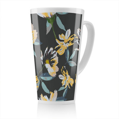 B&Q -  Yellow Flowers On Green Latte MugStunning Designer Mug Fit For Any HomeTreat Yourself Or A Loved One