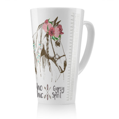Benjamin Tate Design Horse With Flower Chic Latte MugStunning Designer Mug Fit For Any HomeTreat Yourself Or A Loved One from B&Q
