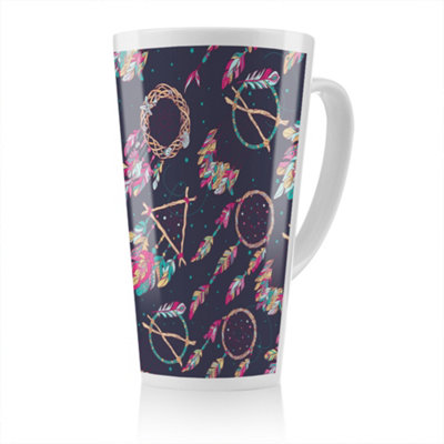 Benjamin Tate Design Pattern With Different Dream Catcher Amulet Latte MugStunning Designer Mug Fit For Any HomeTreat Yourself Or A Loved One from B&Q