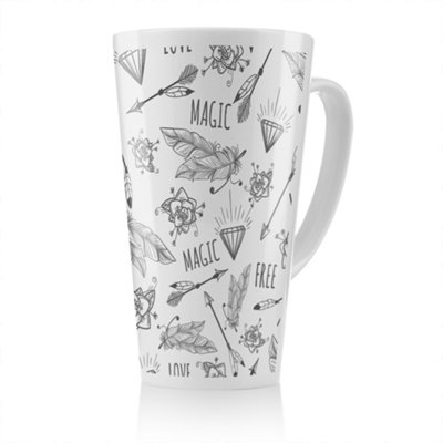 Benjamin Tate Design Tribal Feathers Arrows And Diamonds Latte MugStunning Designer Mug Fit For Any HomeTreat Yourself Or A Loved One from B&Q