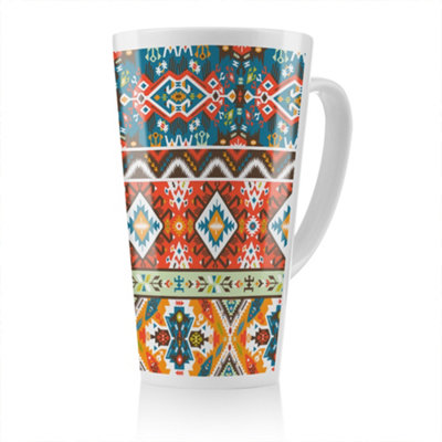 Benjamin Tate Design Colorful Pattern In Tribal Style Latte MugStunning Designer Mug Fit For Any HomeTreat Yourself Or A Loved One from B&Q