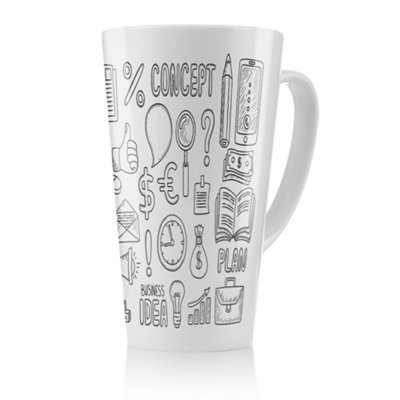 Benjamin Tate Design Business Doodles Latte MugStunning Designer Mug Fit For Any HomeTreat Yourself Or A Loved One