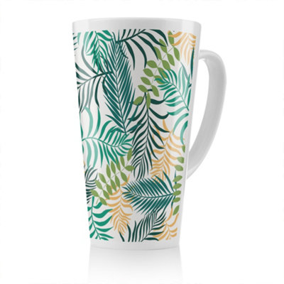 B&Q -  Tropical Palm Leaves Designer Latte MugStunning Designer Mug Fit For Any HomeTreat Yourself Or A Loved One