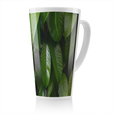 B&Q -  Closeup Of Beautiful Glossy Green Leaves Designer Latte MugStunning Designer Mug Fit For Any HomeTreat Yourself Or A Loved One