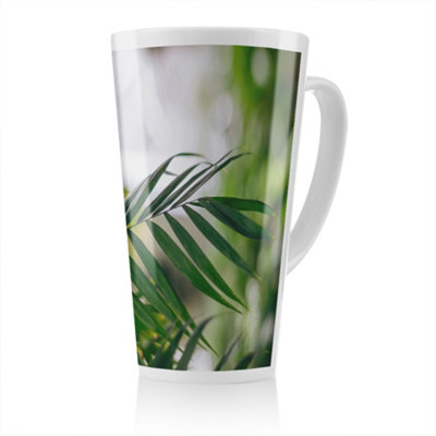 B&Q -  Closeup Of Green Palm Leaf Designer Latte MugStunning Designer Mug Fit For Any HomeTreat Yourself Or A Loved One