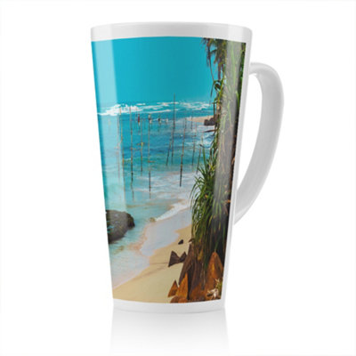 Benjamin Tate Design Fishermen On The Ocean Coast Of Sri Lanka Designer Latte Mug from B&Q
