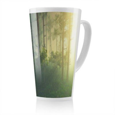 Benjamin Tate Design SunTrees In A Haze Of LightGlowing Fog Among The Trees Designer Latte Mug from B&Q
