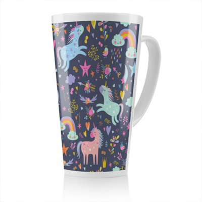 B&Q -  Unicorns On Navy Designer Latte MugStunning Designer Mug Fit For Any HomeTreat Yourself Or A Loved One