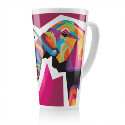 Benjamin Tate Design Colorful Illustration Of Elephant Head In Wpap Style Designer Latte Mug from B&Q