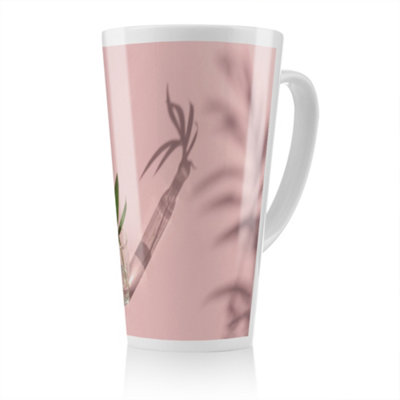 B&Q -  Botanical Leaf On Pink Designer Latte MugStunning Designer Mug Fit For Any HomeTreat Yourself Or A Loved One